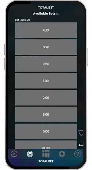 Razor Shark bet selection menu showing available stake options from £0.10 to £100